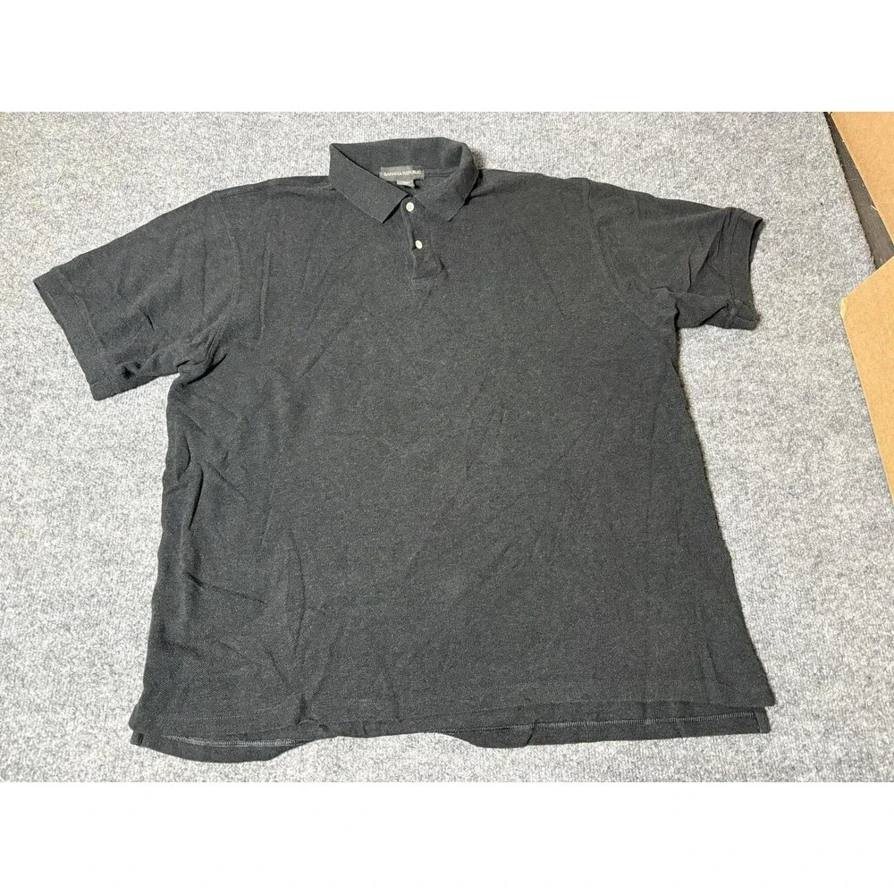 Banana Republic Polo Shirt Mens 2XL Black 100% Cotton Knit Short Sleeve Casual